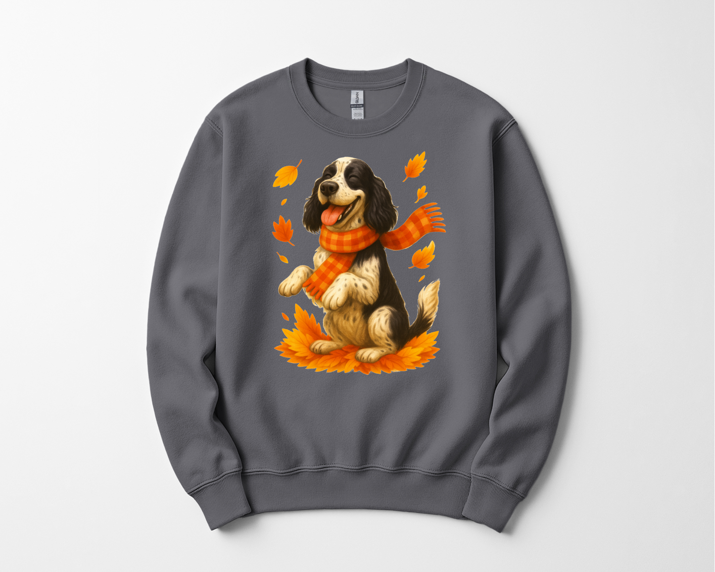 Springer Spaniel Fall Sweatshirt, Cozy Autumn Dog Shirt, Black Dog Lover Gift, Cute Dog Autumn Apparel, Seasonal Puppy Outfit