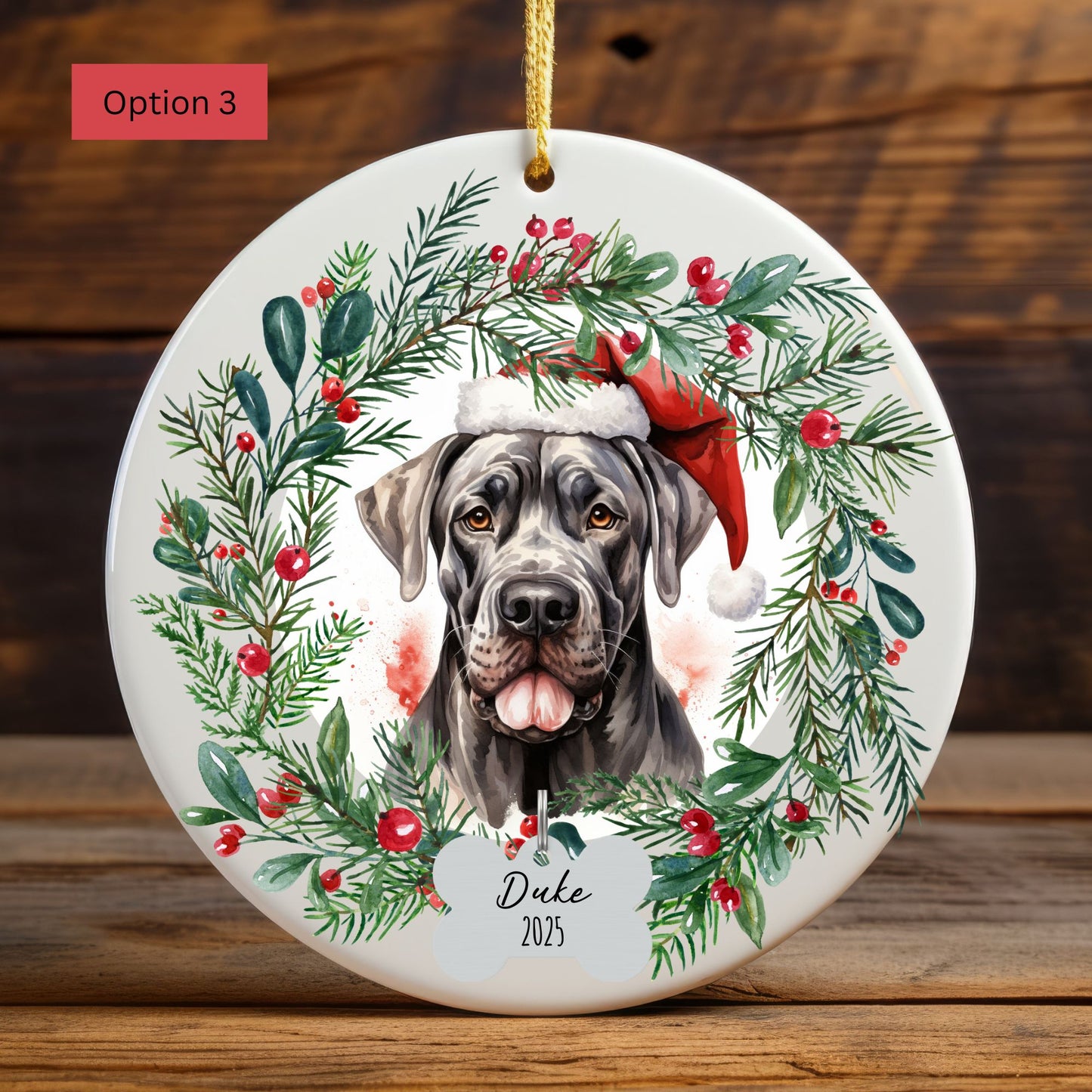 Personalized Great Dane Christmas Ornament