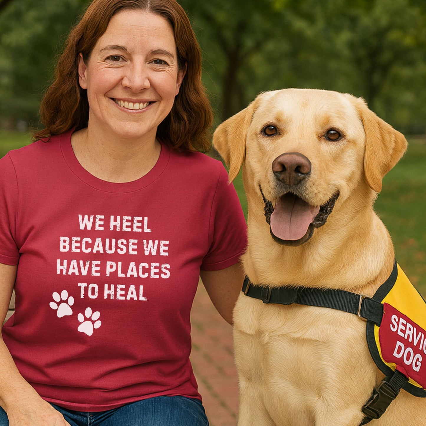 We Heel Because We Have Places to Heal T-Shirt | Comfort Colors 1717 Support Dog Handler Tee