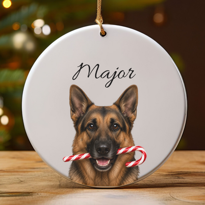 Personalized German Shepherd Ornament, Custom Dog Name Christmas Ornament, GSD Gift, Dog Lover Gift