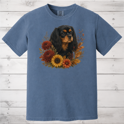 Black and Tan Cavalier Autumn Floral Shirt