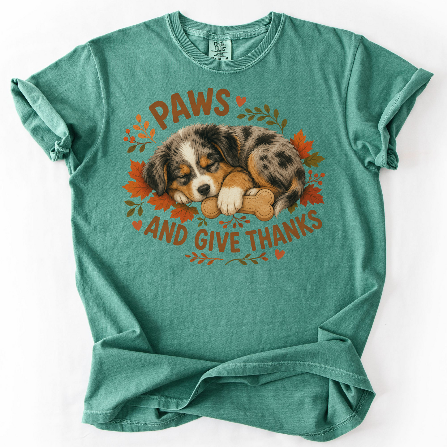 Australian Shepherd Fall Tee, Paws and Give Thanks Shirt, Thanksgiving Dog Lover Gift