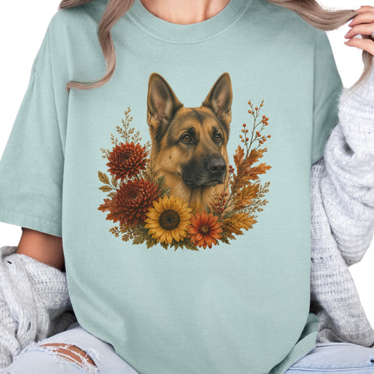 German Shepherd Autumn Floral Shirt