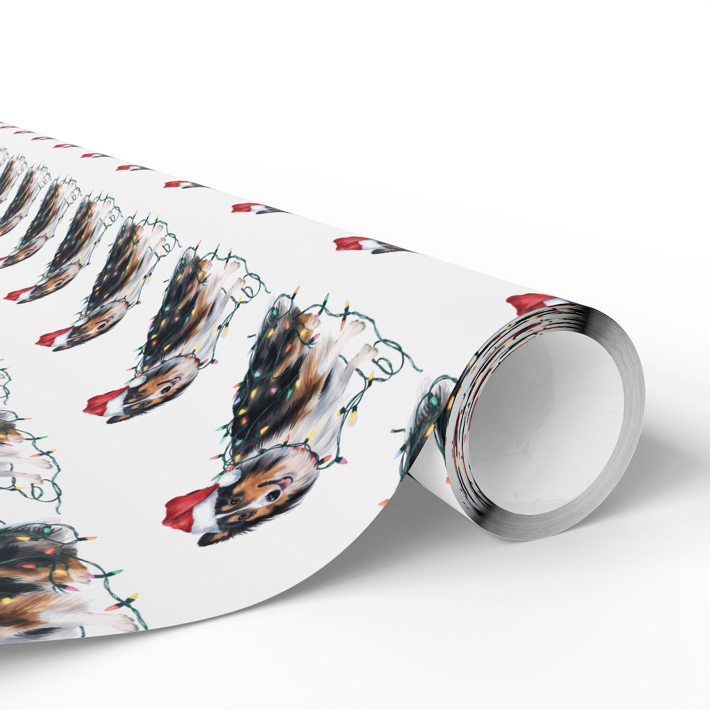 Shetland Sheepdog Christmas Lights Wrapping Paper