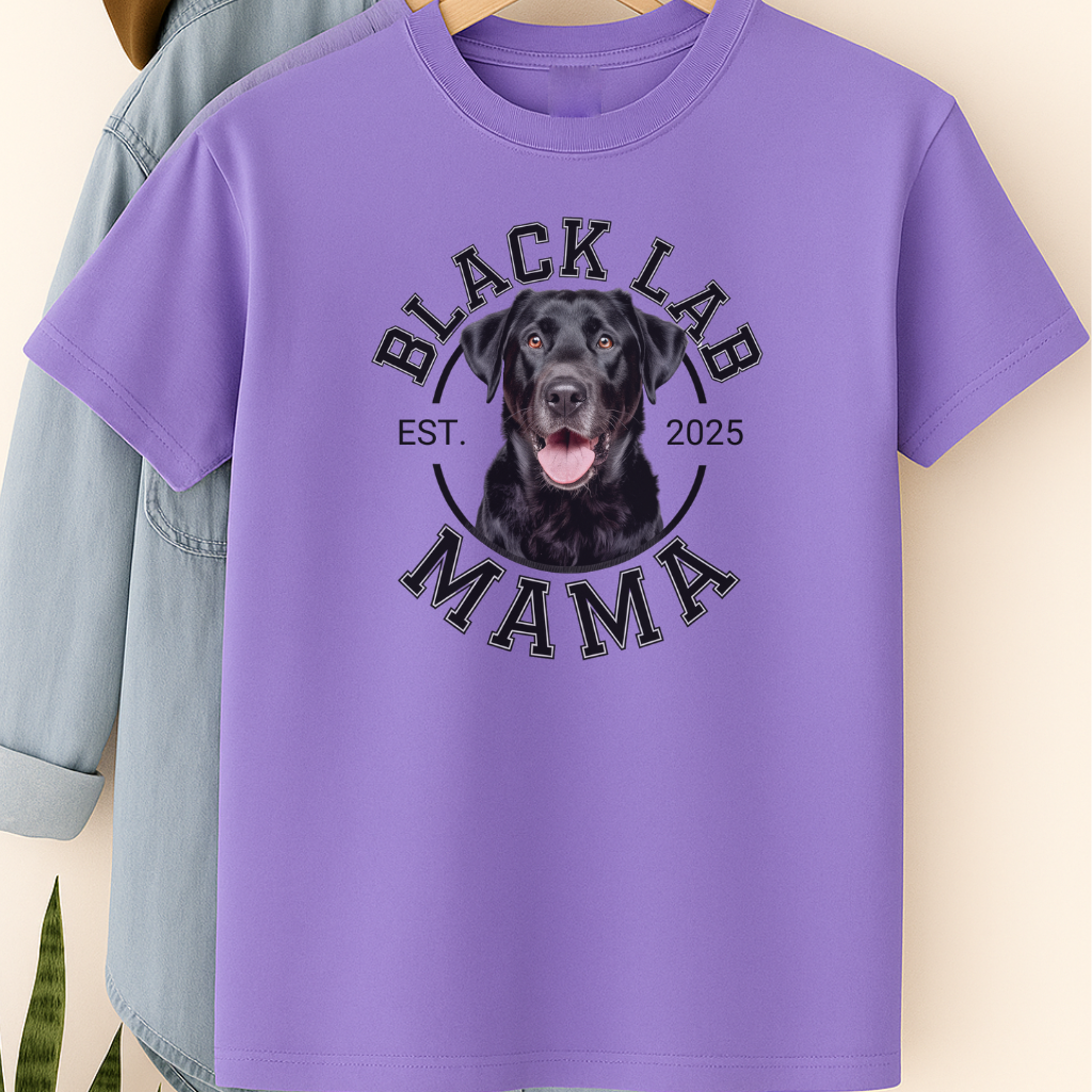 Black Lab Mama Shirt Personalized Labrador Retriever Dog Mom Tee Gift for Dog Lovers Custom Pet Owner Shirt