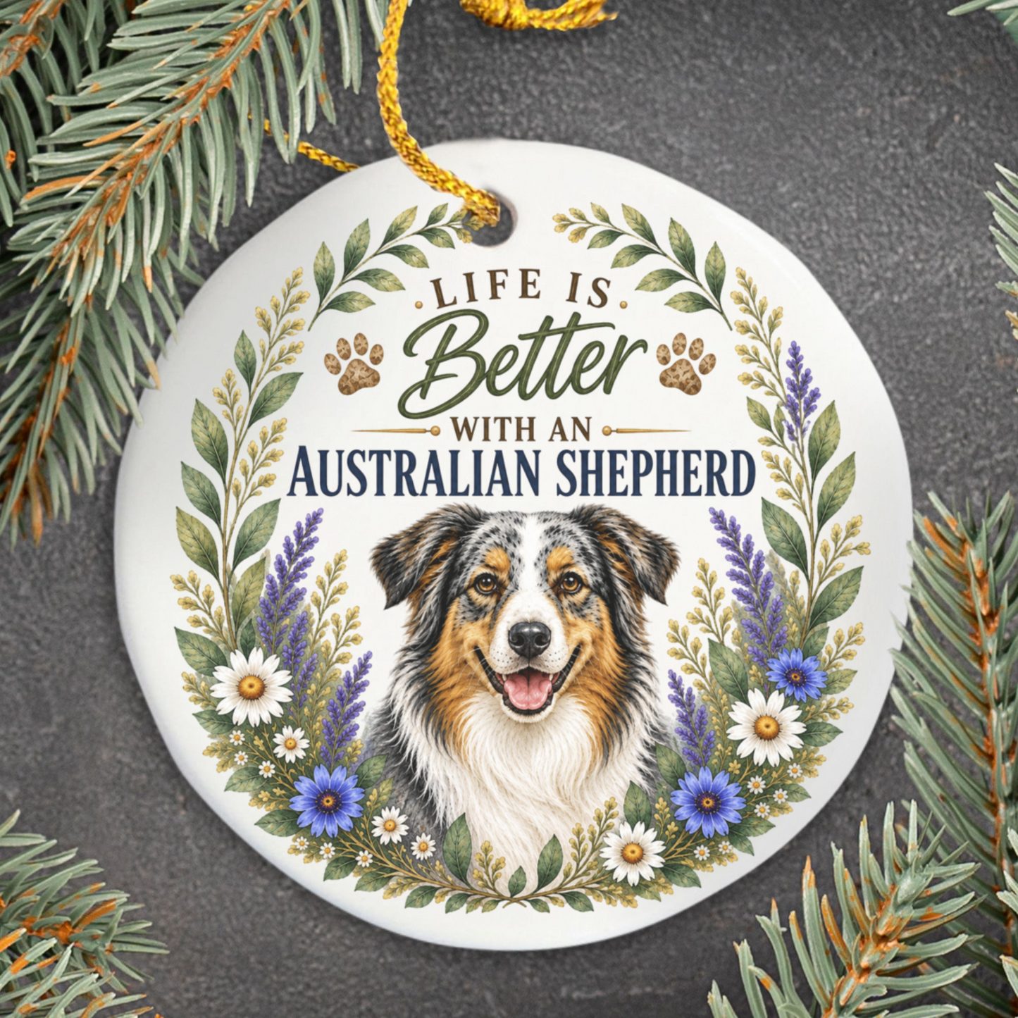 Australian Shepherd Ornament, Life Is Better With an Aussie, Dog Lover Gift