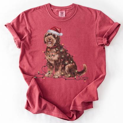 Portuguese Water Dog Christmas Lights Shirt, Festive Holiday Tee for Dog Lovers