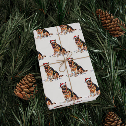 German Shepherd Christmas Lights Wrapping Paper