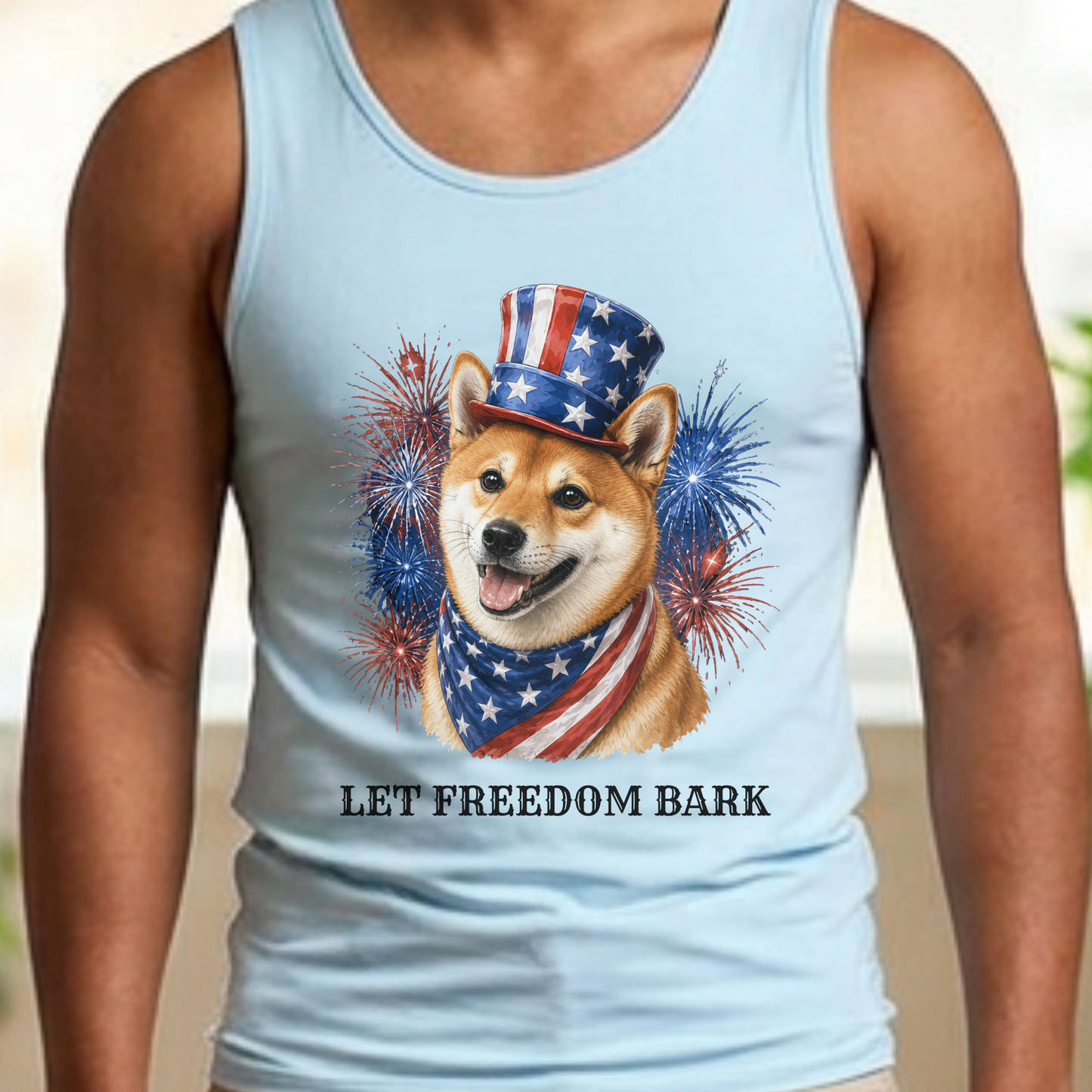 Patriotic Red Shiba Inu Tank Top, Let Freedom Bark