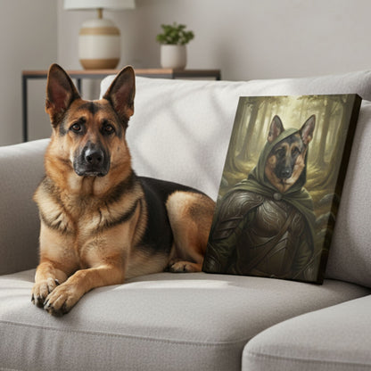 Personalized Dog Elf Ranger Portrait, Custom Medieval Fantasy Pet Canvas