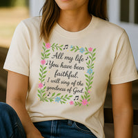 Load image into Gallery viewer, Floral Shirt for Women of Faith, Worship T-Shirt, Goodness of God Shirt
