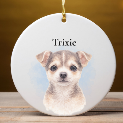 Personalized Watercolor Pet Ornament Custom Dog Cat Photo Christmas Gift