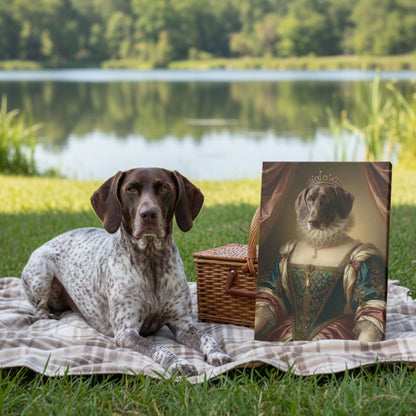 Personalized Queen Dog Portrait, Custom Renaissance Pet Art Canvas