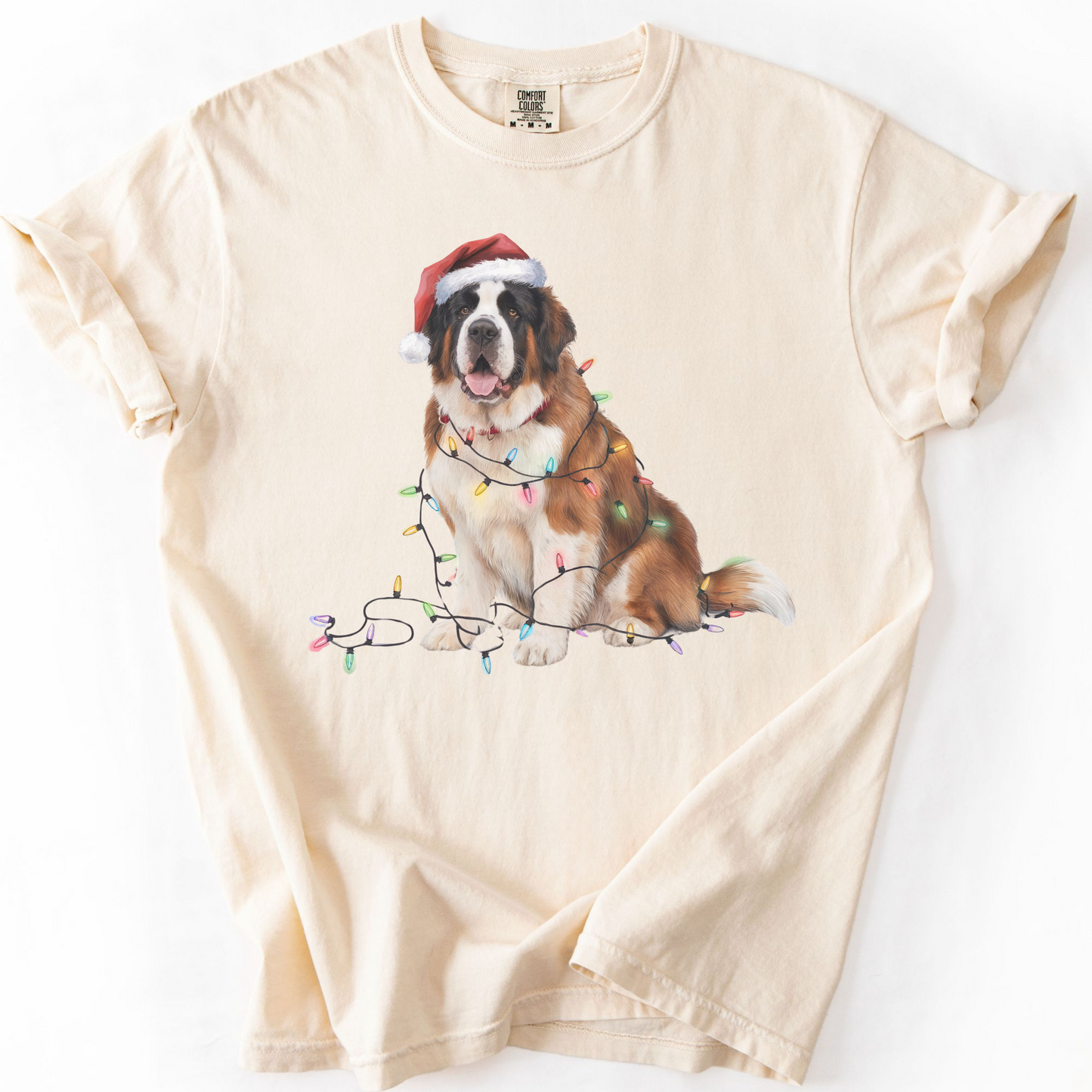 Christmas Saint Bernard Shirt, Christmas Lights Dog Shirt, Christmas Dog, Saint Bernard Mom Shirt, Gift for Dog Lover, Saint Bernard