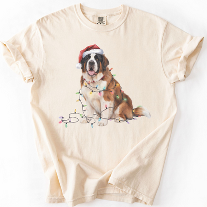 Christmas Saint Bernard Shirt, Christmas Lights Dog Shirt, Christmas Dog, Saint Bernard Mom Shirt, Gift for Dog Lover, Saint Bernard