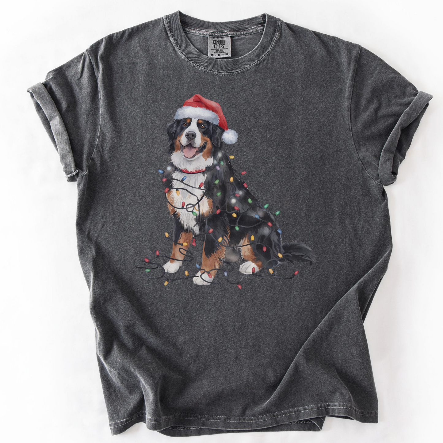 Bernese Mountain Dog Christmas Lights Shirt, Cozy Holiday Tee for Berner Lovers