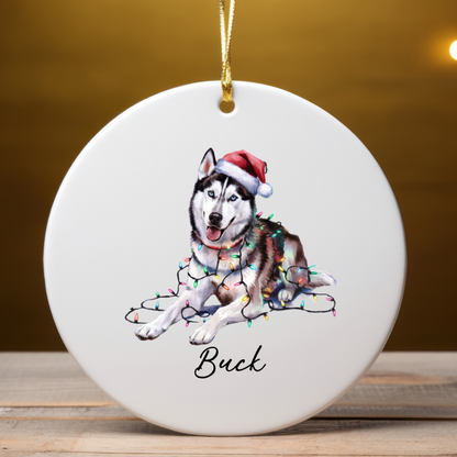 Siberian Husky Ornament Personalized Pet Gift, Custom Christmas Tree Decor
