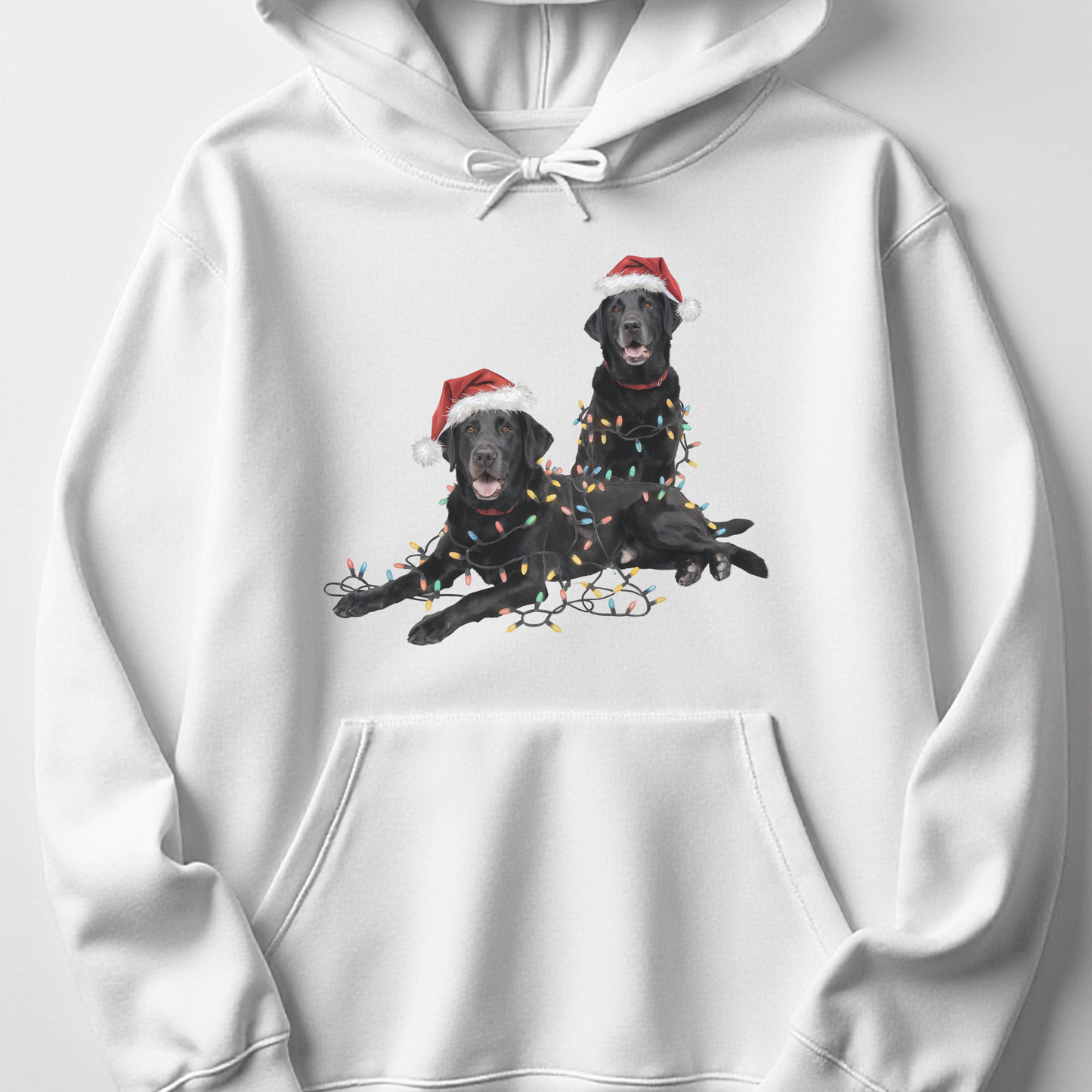 Black Lab Christmas Hoodie with Lights, Holiday Dog Lover Sweatshirt