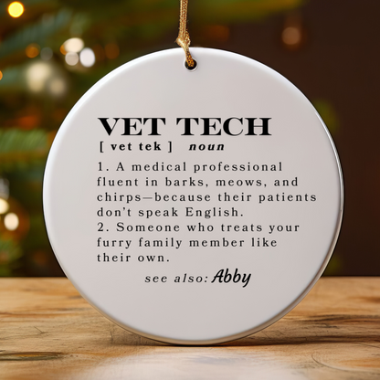 Personalized Custom Vet Tech Ornament