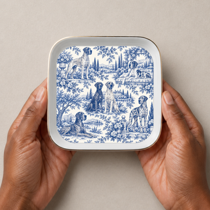 Great Dane Jewelry Dish, Blue Toile Dog Ring Dish, Great Dane Mom Gift, Trinket Tray
