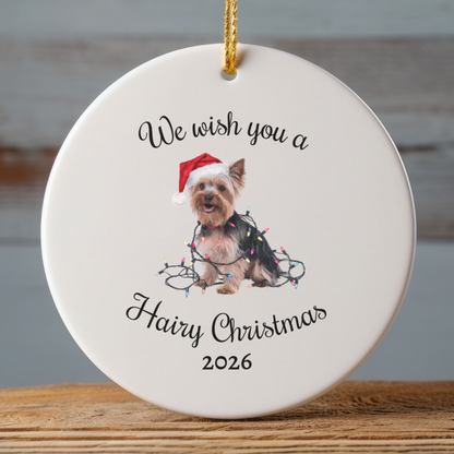 Christmas Yorkshire Terrier Ornament, Christmas Lights Dog Keepsake