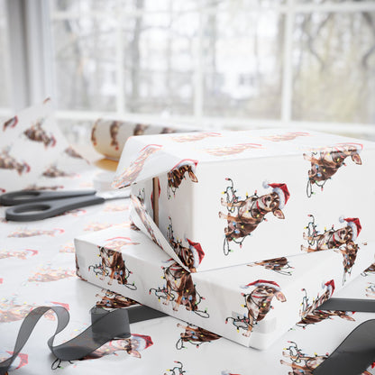 Black Chihuahua Christmas Lights Wrapping Paper