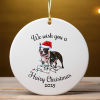 Load image into Gallery viewer, Christmas Boston Terrier Ornament, Christmas Lights Dog Keepsake

