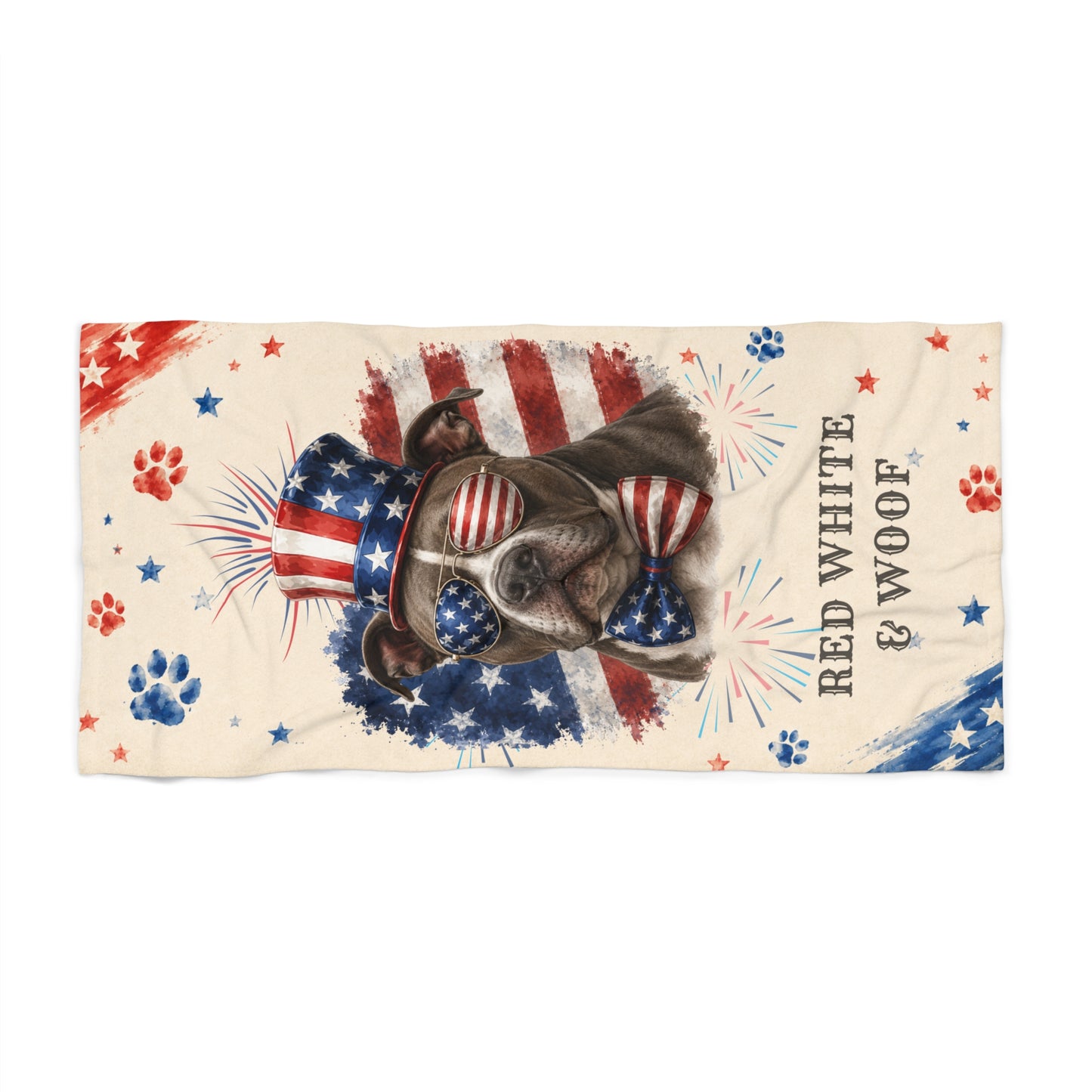 Pitbull Patriotic Beach Towel