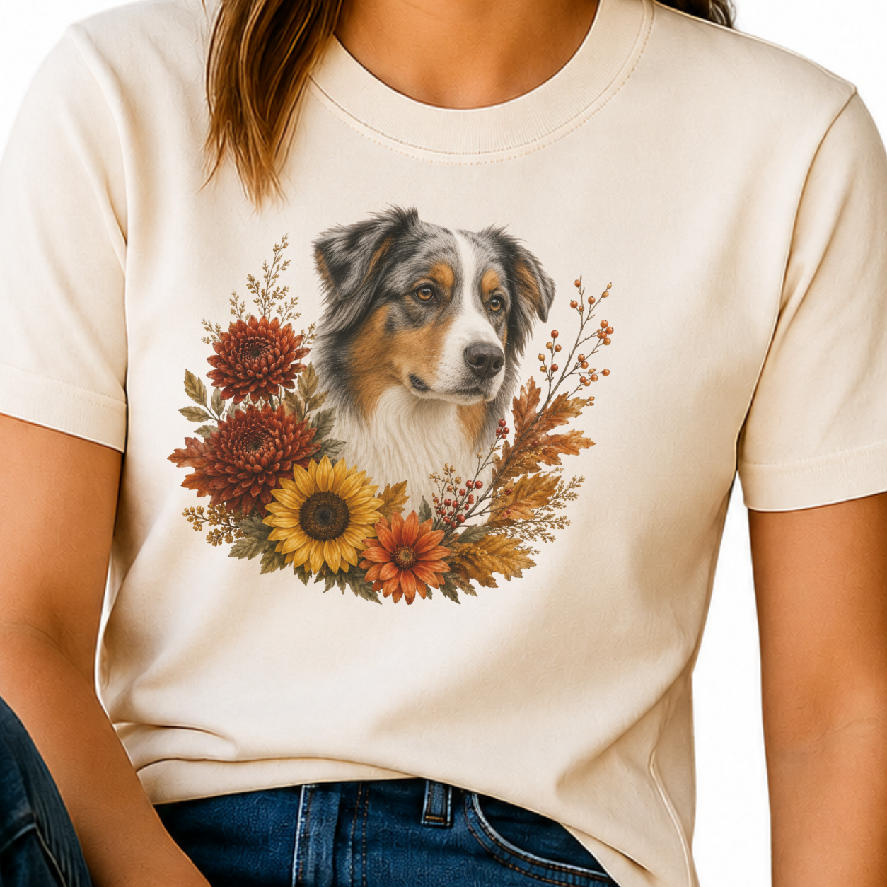 Australian Shepherd Autumn Floral Shirt