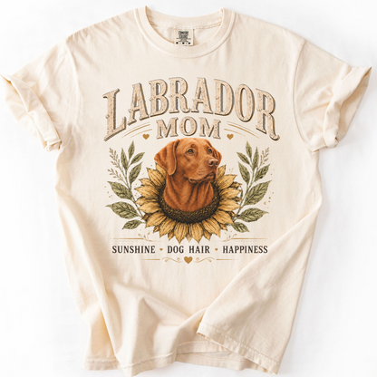 Fox Red Lab Mom Shirt, Labrador Retriever Sunflower Tee, Vintage Dog Lover Gift