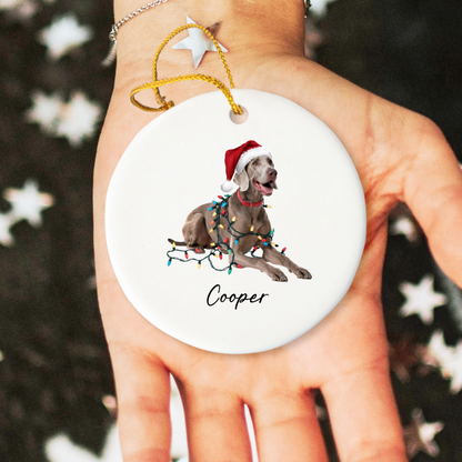 Weimaraner Ornament, Personalized Christmas Dog Gift