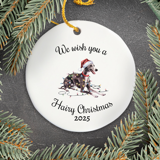 Christmas Greyhound Ornament, Christmas Lights Dog Keepsake