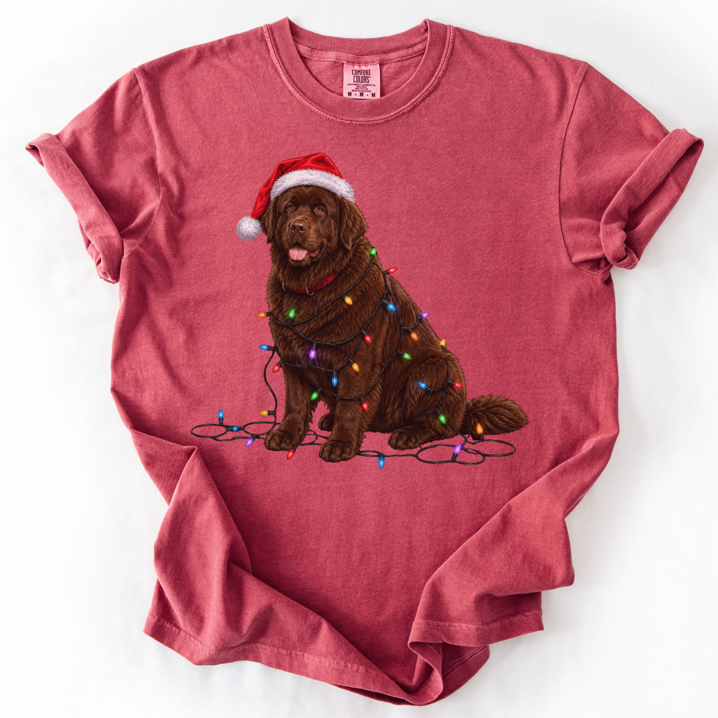 Chocolate Newfoundland Christmas Lights Shirt, Festive Holiday Tee for Newfie Lovers