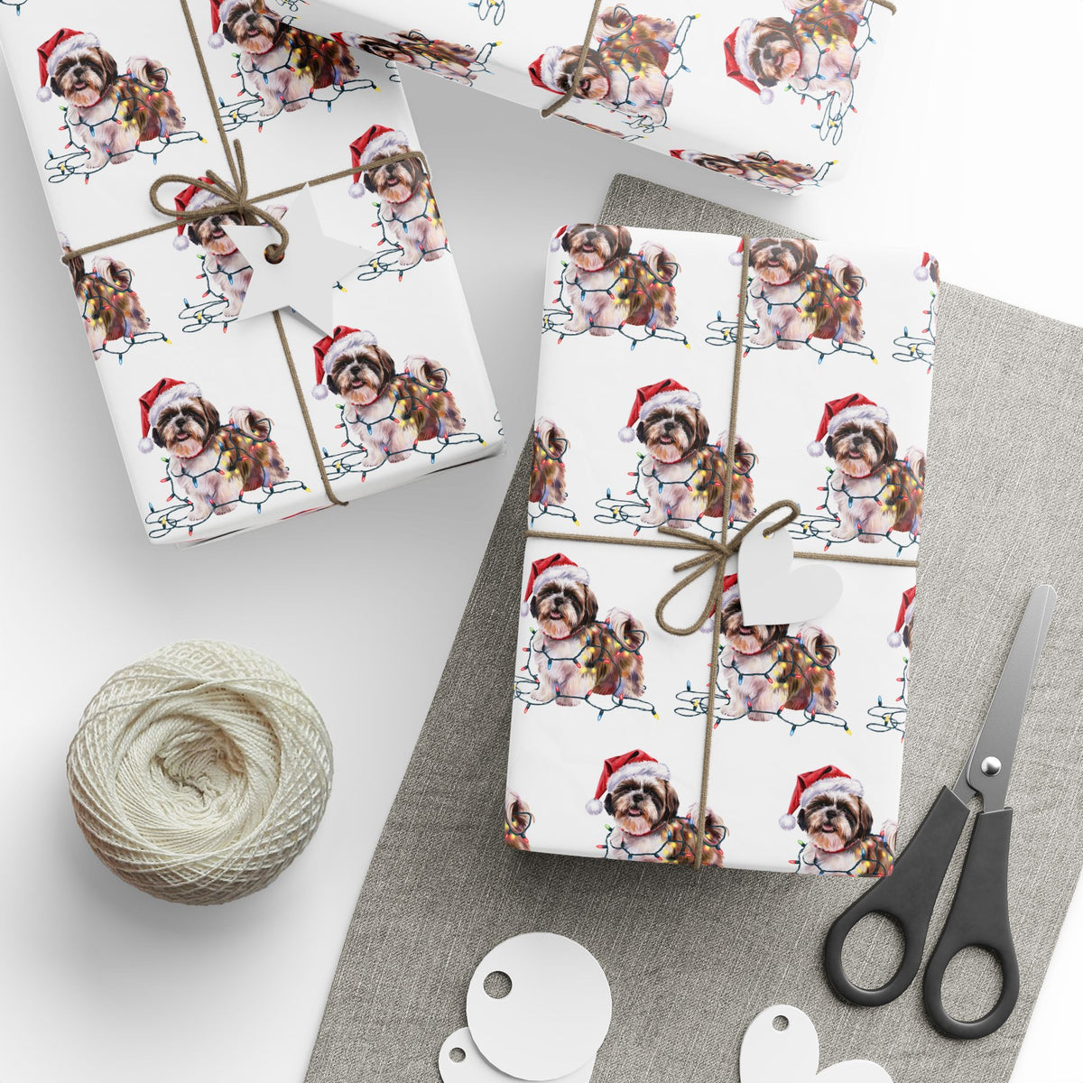 Shih Tzu Christmas Lights Wrapping Paper