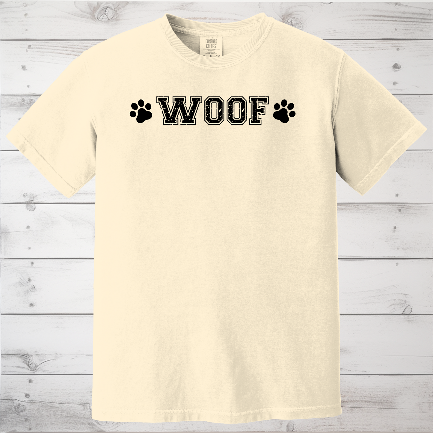 WOOF Paw Print T-Shirt, Minimalist Dog Lover Tee