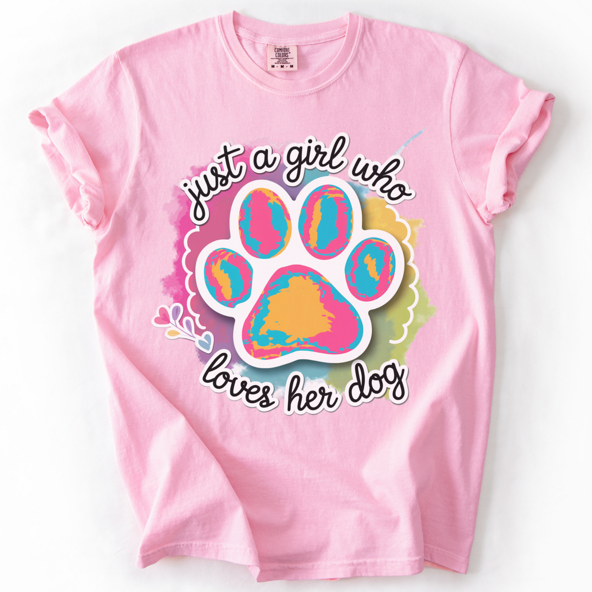 Just a Girl Who Loves Her Dog Shirt, Dog Mom Shirt, Dog Lover Gift, Paw Print Tee