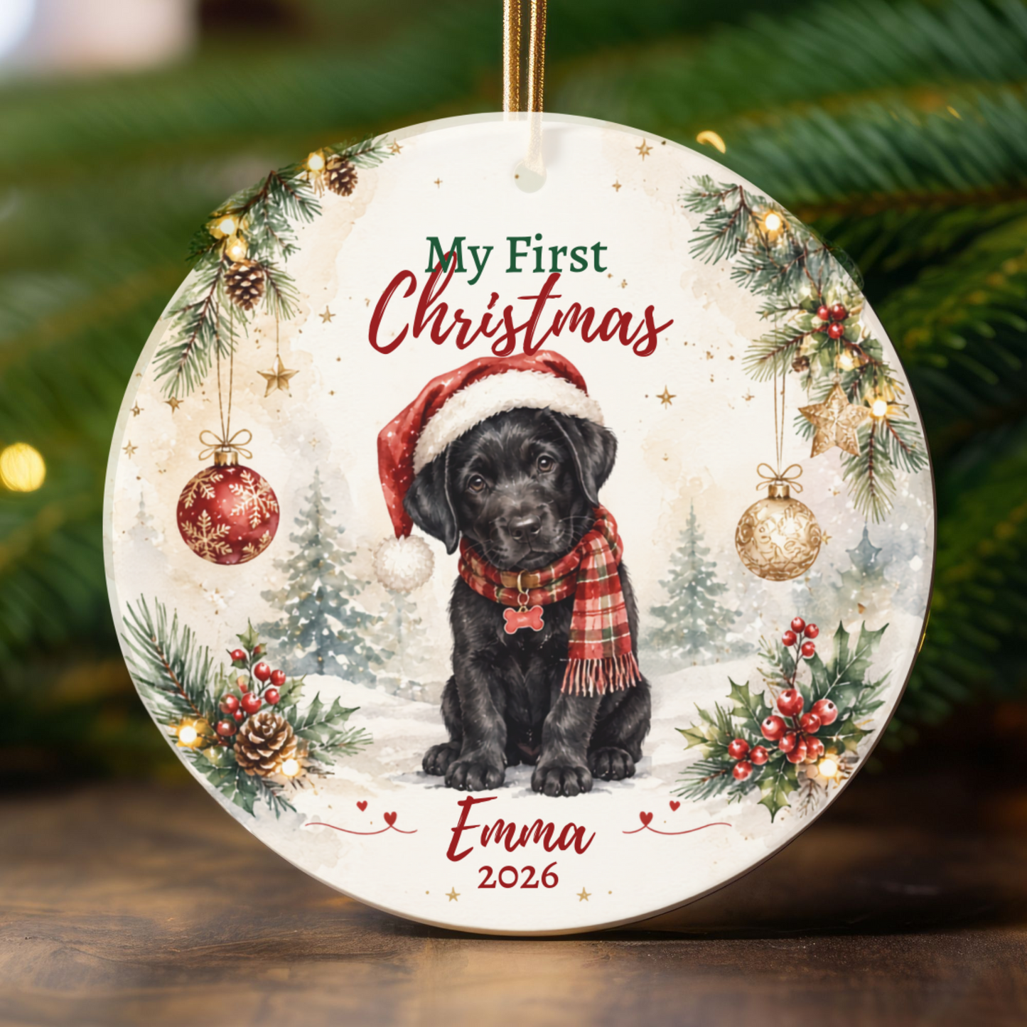 Personalized Puppy First Christmas Ornament, Custom Dog Keepsake Gift