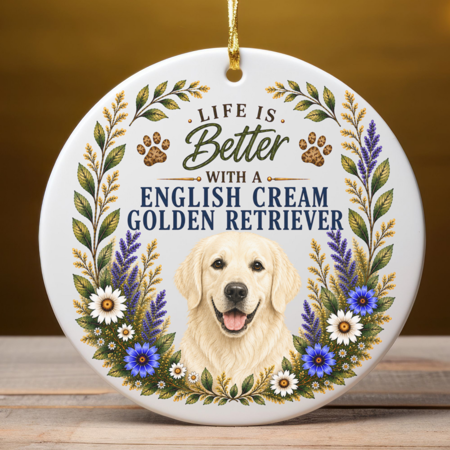 English Cream Golden Retriever Ornament, Dog Lover Gift, Golden Retriever Mom Keepsake