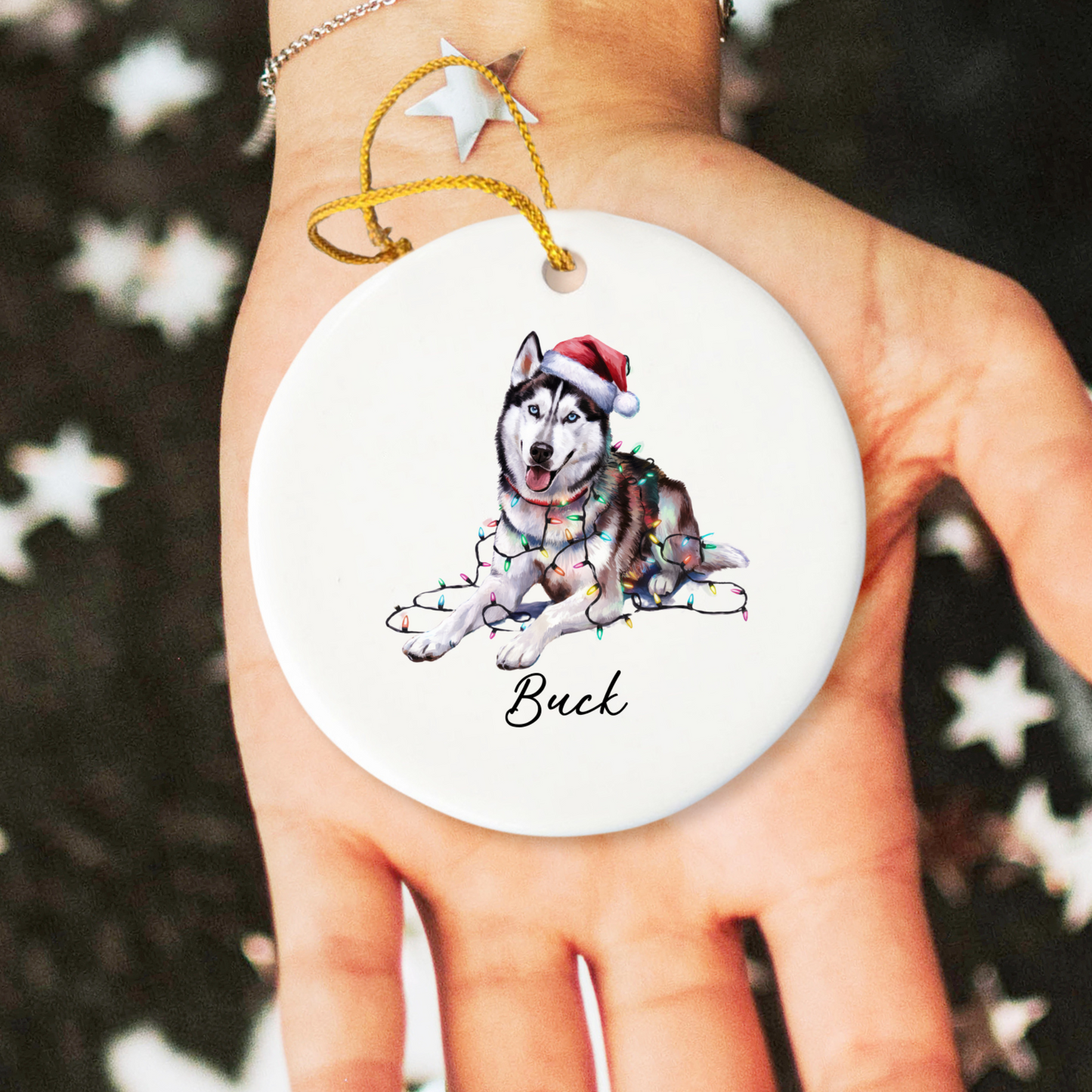 Siberian Husky Ornament Personalized Pet Gift, Custom Christmas Tree Decor