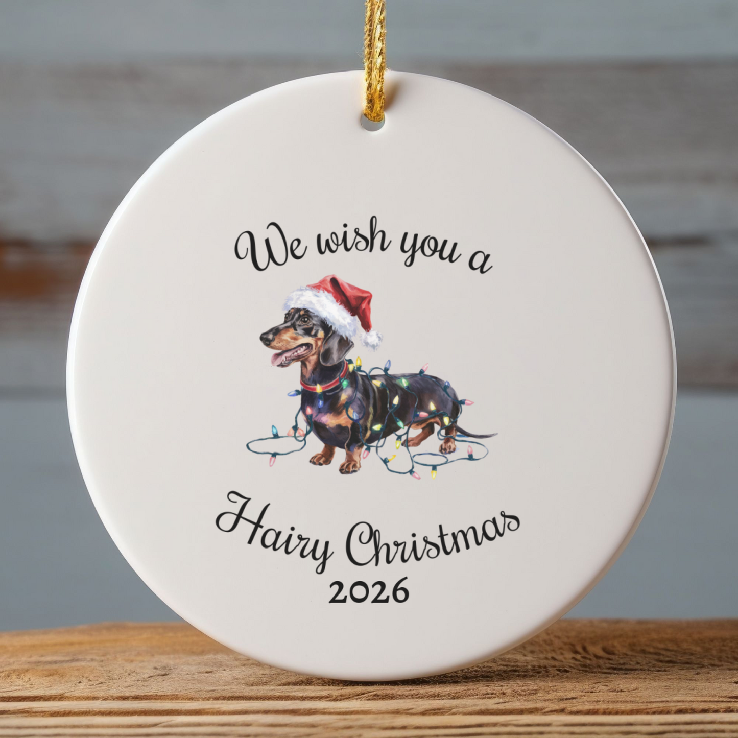 Christmas Dachshund Ornament, Christmas Lights Dog Keepsake