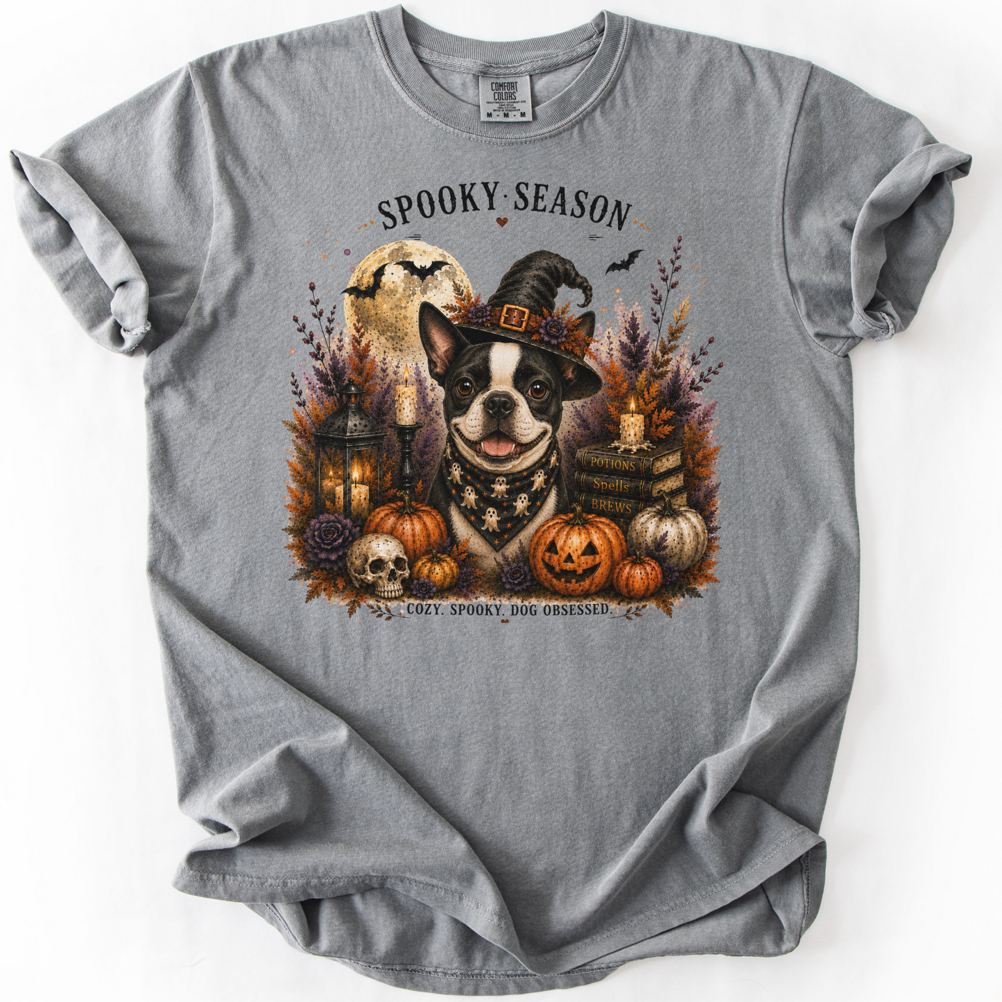 Boston Terrier Spooky Season Dog Mom Halloween Shirt
