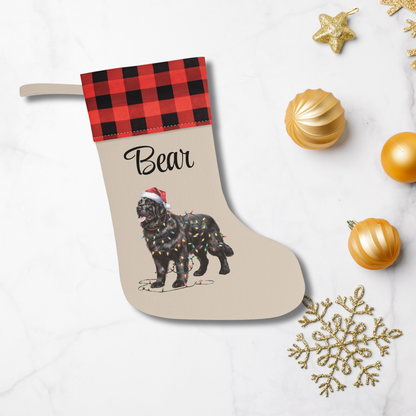Personalized Black Newfoundland Christmas Stocking, Holiday Decor Gift for Pet Lovers