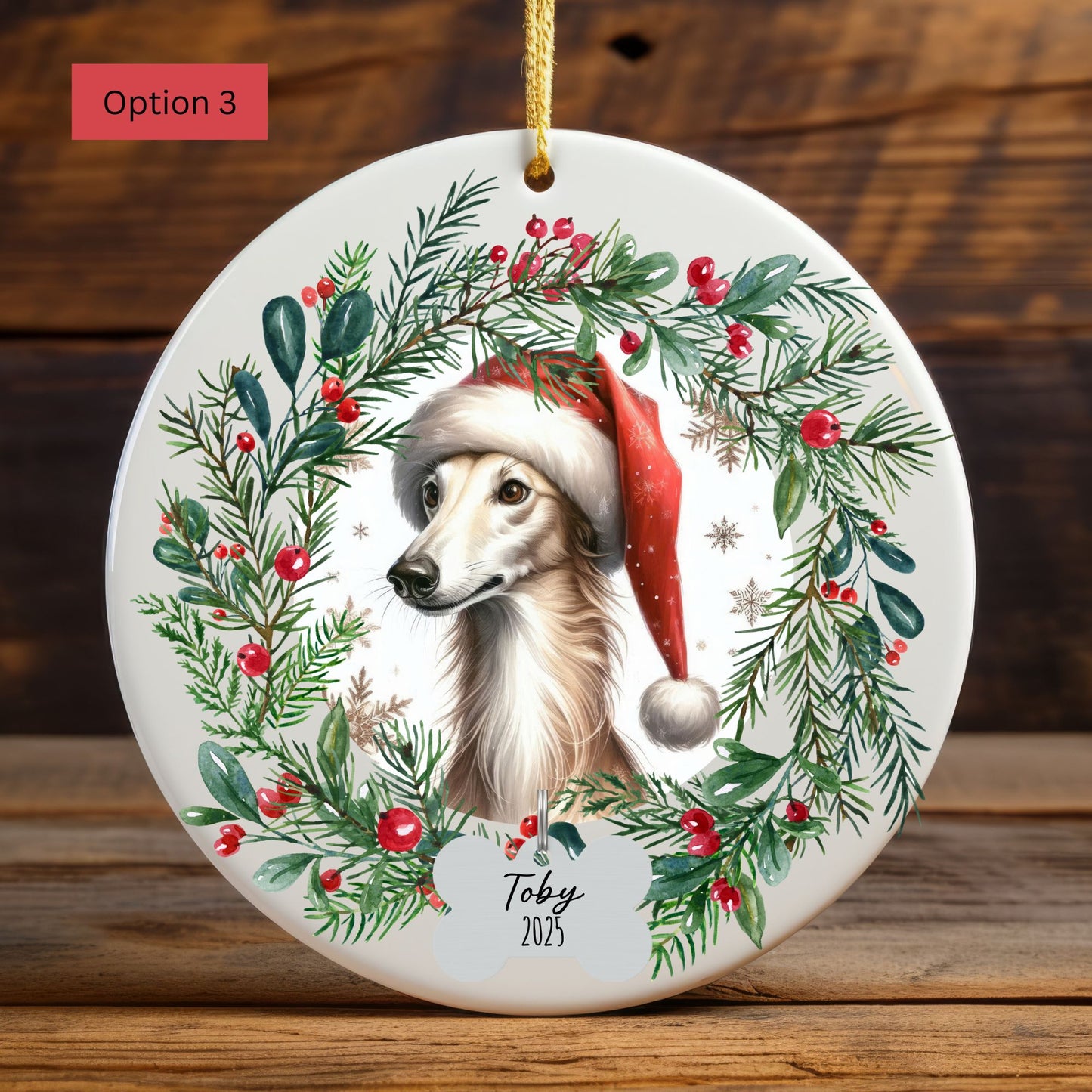 Personalized Greyhound Christmas Ornament