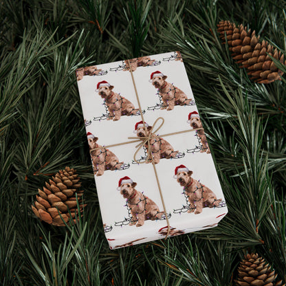 Soft Coated Wheaten Terrier Christmas Lights Wrapping Paper