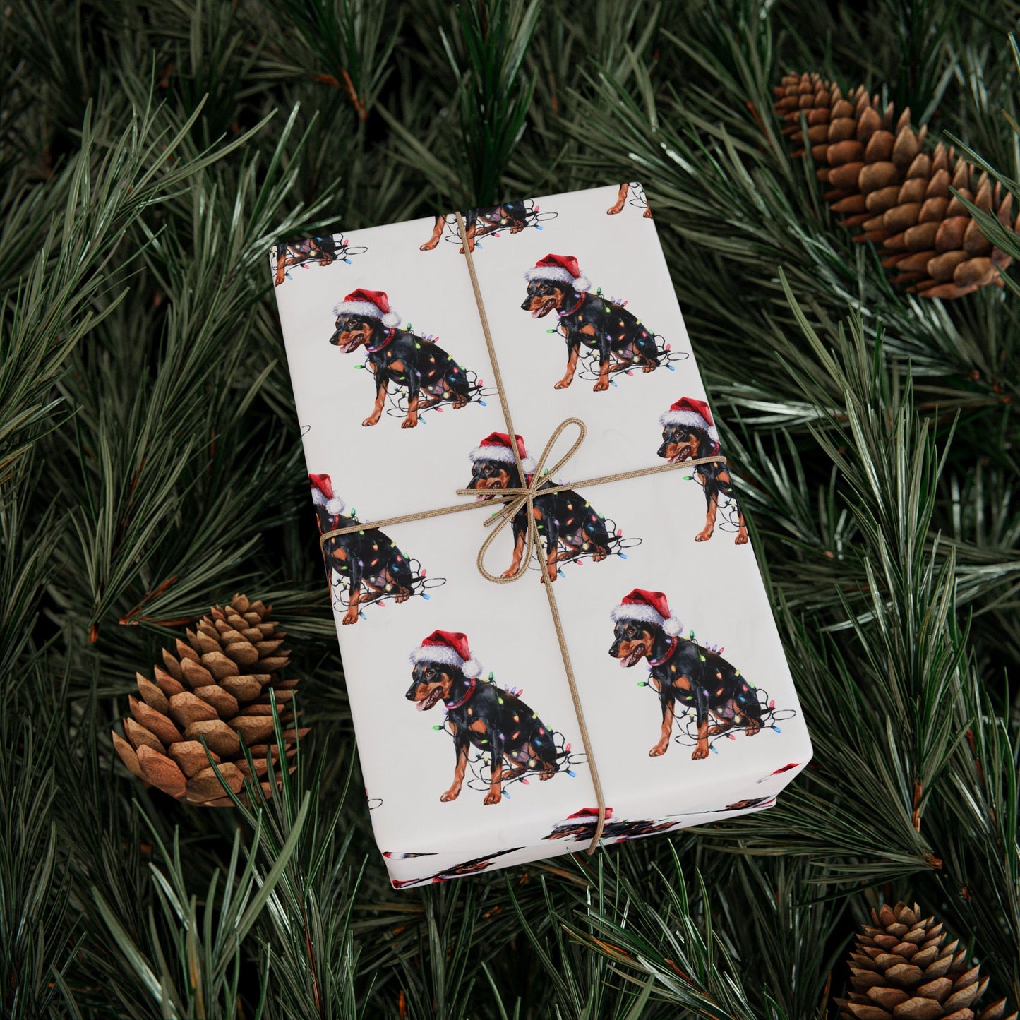 Miniature Pinscher Christmas Lights Wrapping Paper