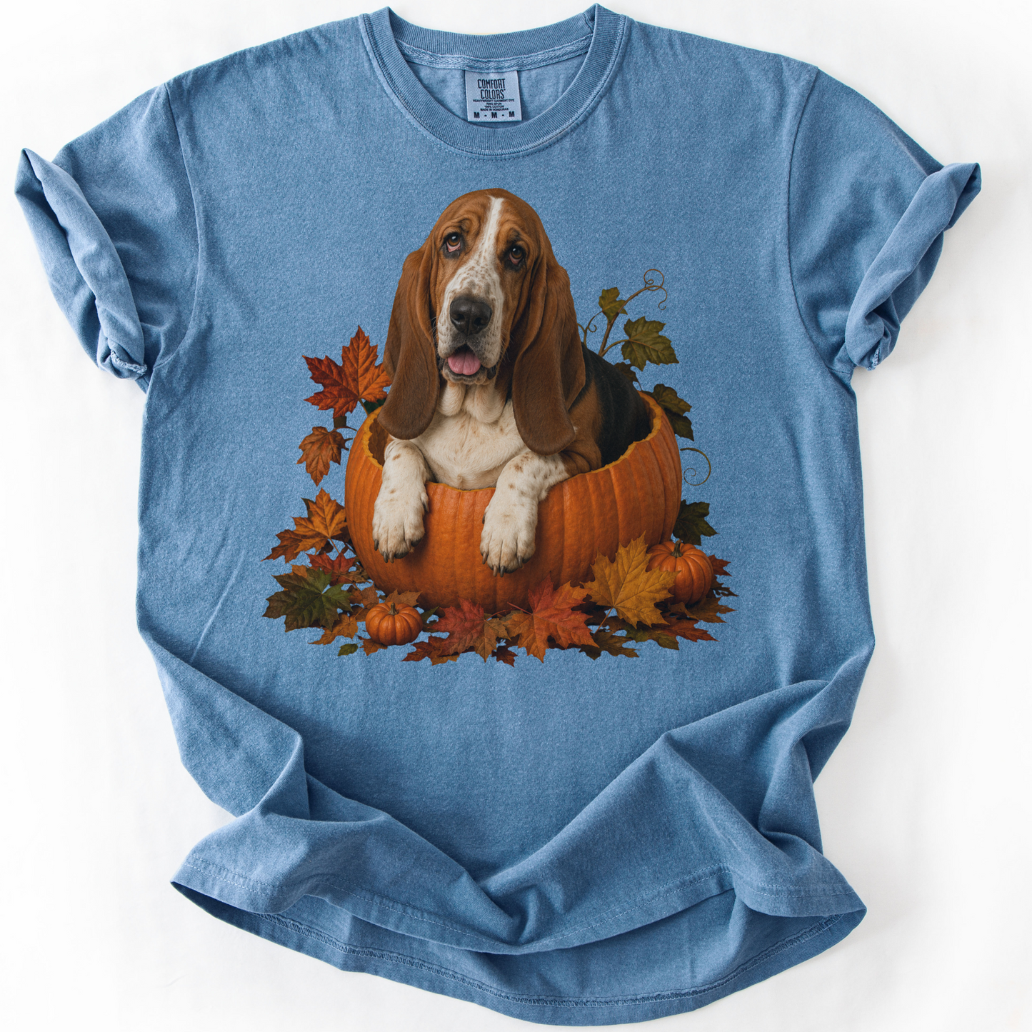 Basset Hound Pumpkin Shirt Fall Dog Lover Autumn Comfort Colors Graphic Tee Gift Apparel