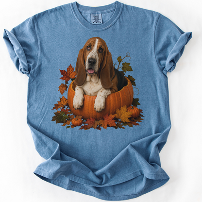 Basset Hound Pumpkin Shirt Fall Dog Lover Autumn Comfort Colors Graphic Tee Gift Apparel