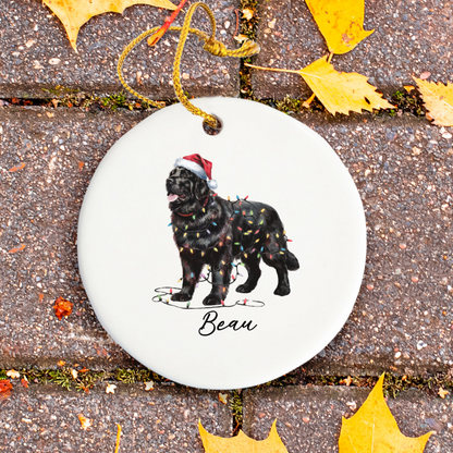 Black Newfoundland Ornament, Personalized Dog Keepsake