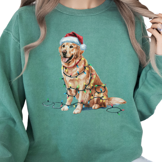 Golden Retriever Christmas Lights Sweatshirt
