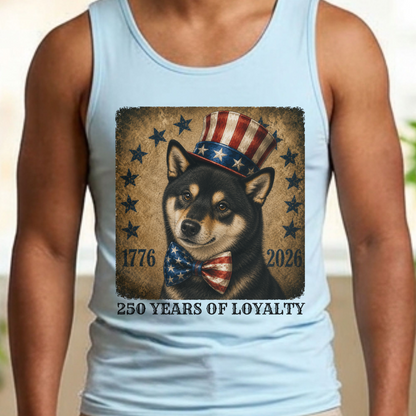 Black Shiba Inu Patriotic Tank Top, 250 Years Loyalty